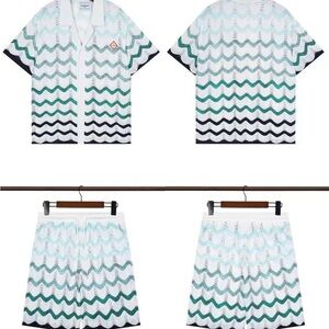 Casablanca Men's Zigzag Pattern Hybrid Shorts - Green and Black